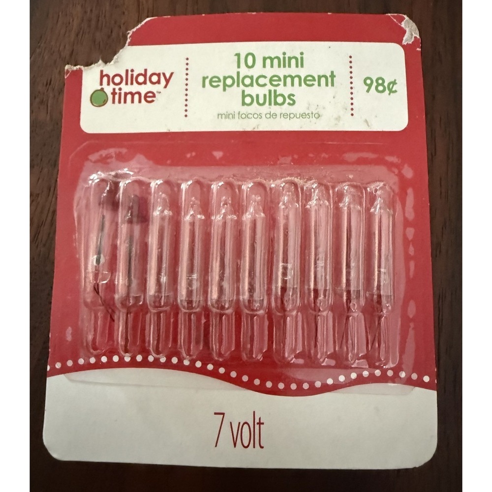 Holiday Time 7 Volt Mini 10 Ct Replacement Clear Bulbs NEW!